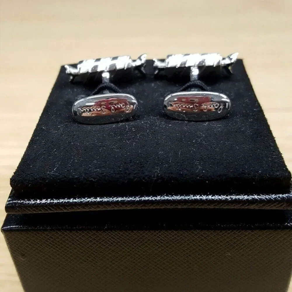 PAUL SMITH Mens Cufflinks Silver Tone SWEET Candy Chocolate Spiral Twist $175